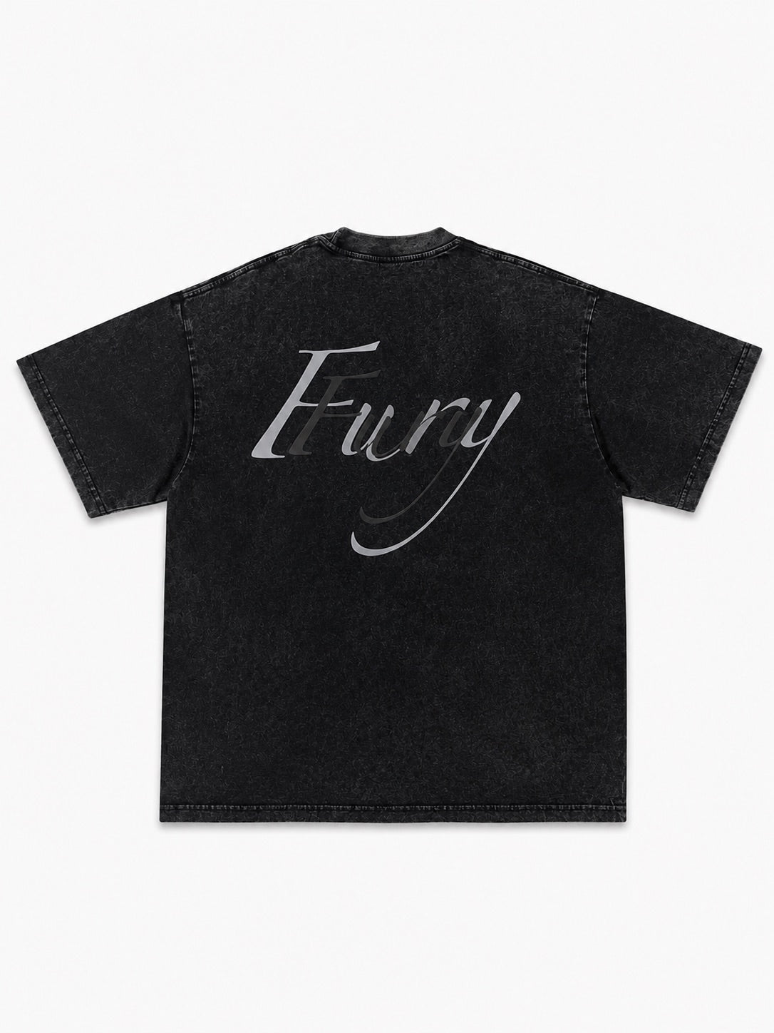 Fury Fit Premium Oversized Acid Wash Tee - Black