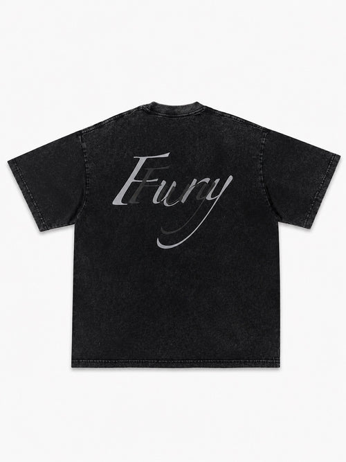 Fury Fit Premium Oversized Acid Wash Tee - Black