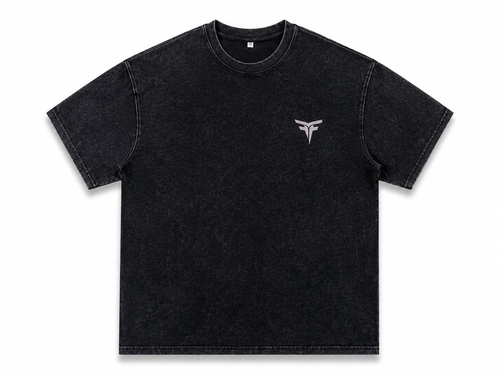 Fury Fit Premium Oversized Acid Wash Tee - Black