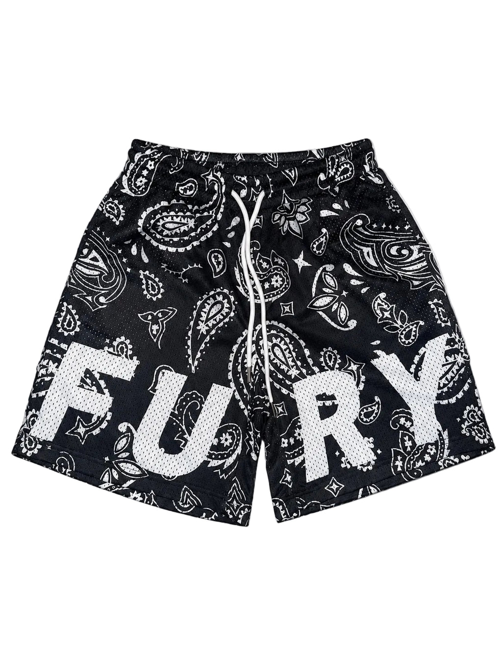 Fury Fit Performance Mesh Shorts – Black Paisley
