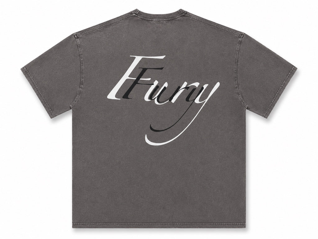 Fury Fit Premium Oversized Acid Wash Tee - Grey