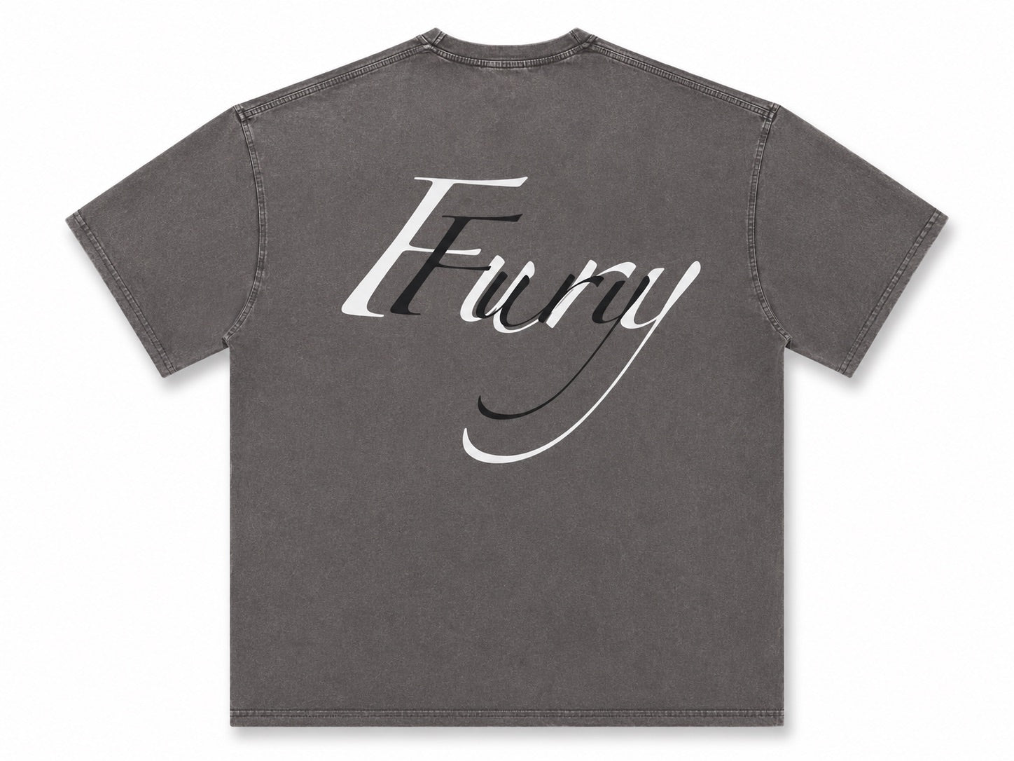 Fury Fit Premium Oversized Acid Wash Tee - Grey