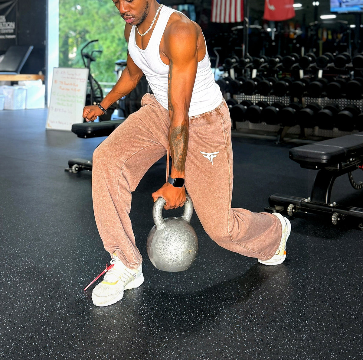 Fury Fit Acid Wash Sweatpants - Tan