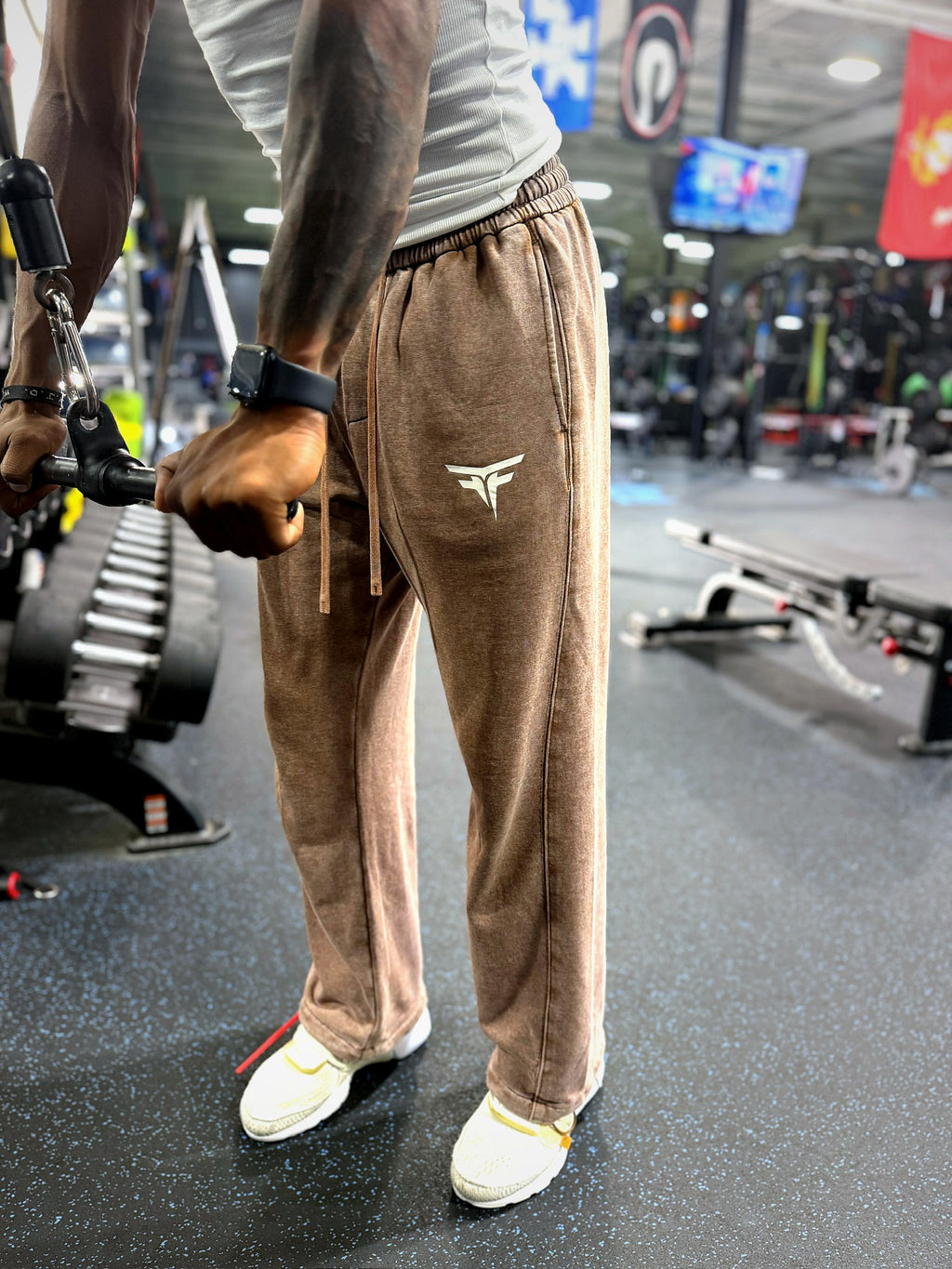 Fury Fit Acid Wash Sweatpants - Tan