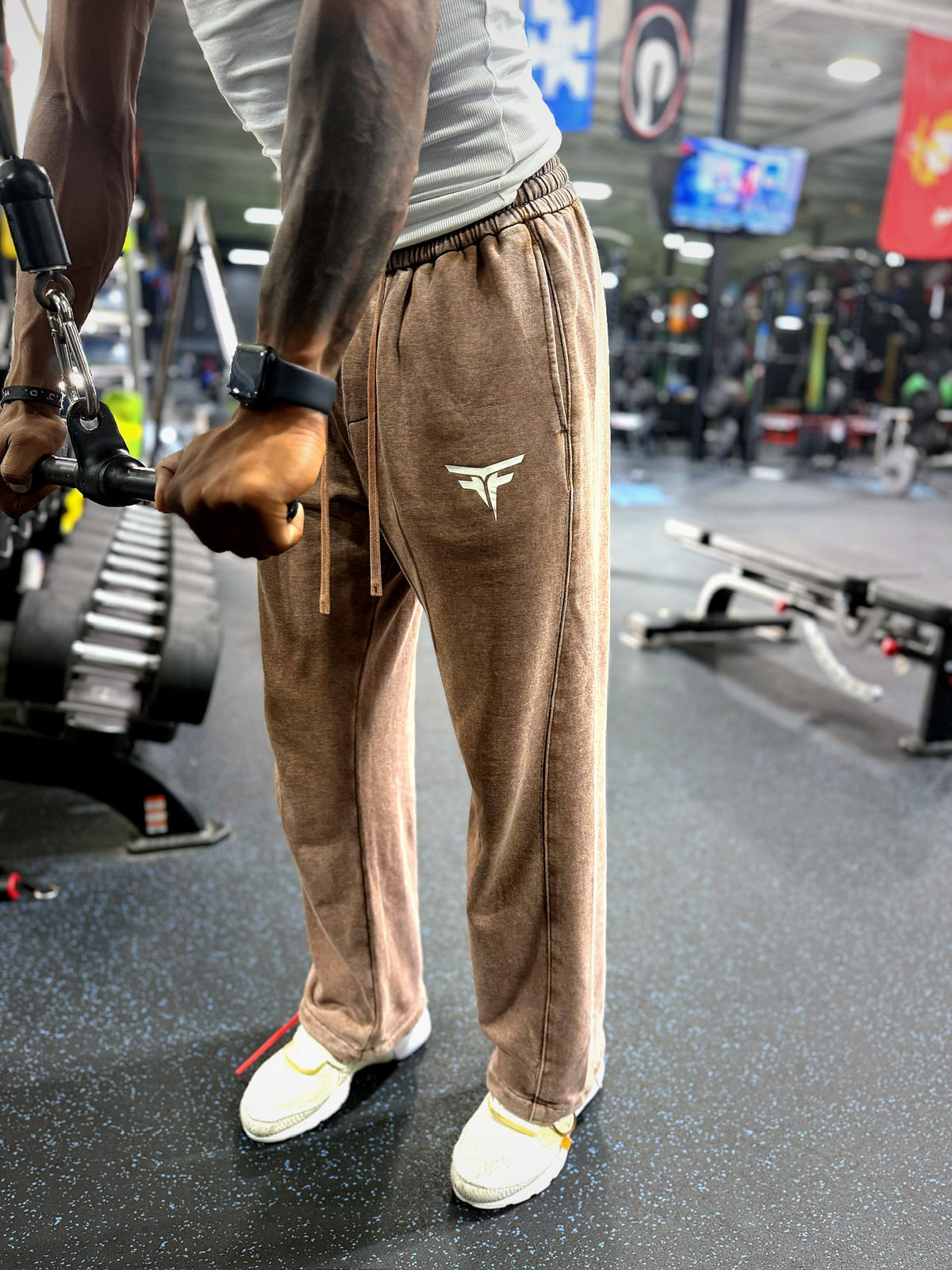 Fury Fit Acid Wash Sweatpants - Tan
