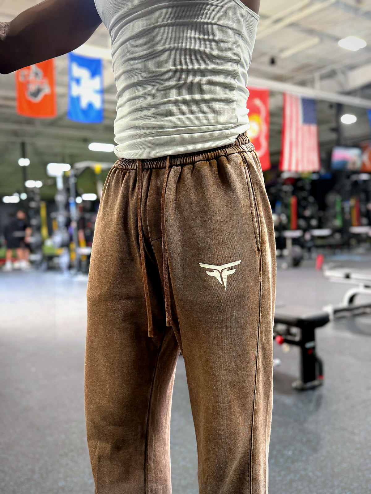 Fury Fit Acid Wash Sweatpants - Tan